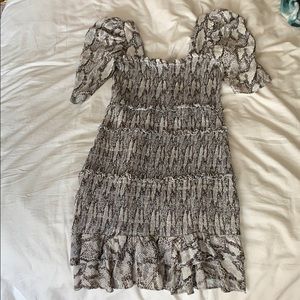 ruched dress with shoulder detail